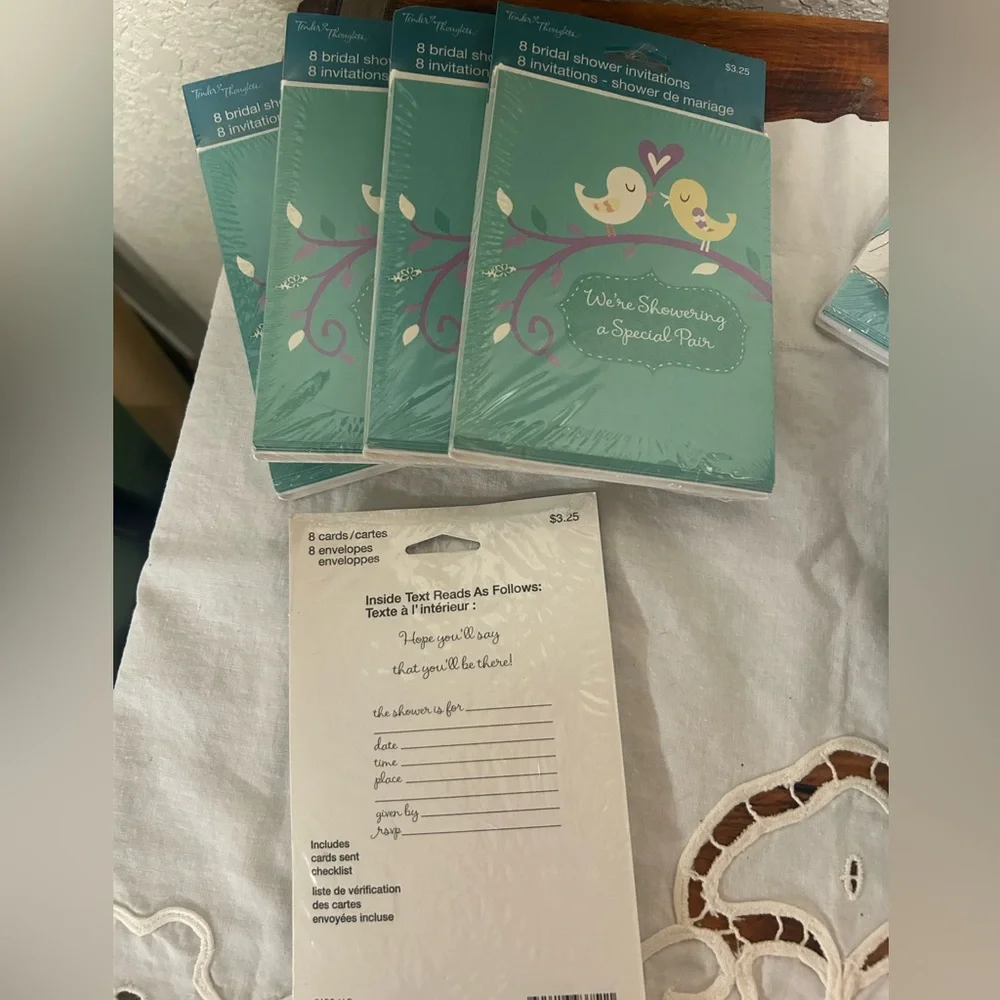 Bridal shower invitation cards, 4 pks for $5, 36 Cards and  Envelopes-mix/match